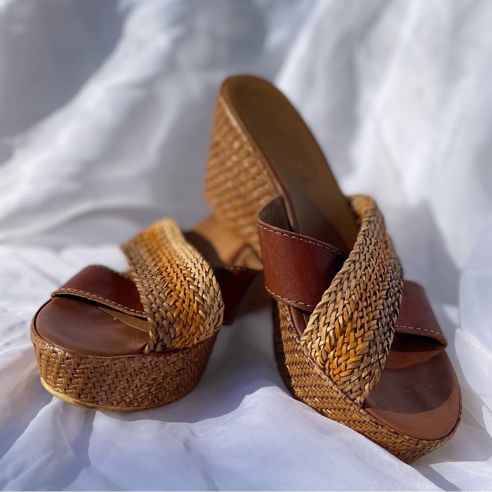 Brown Strap Wedge